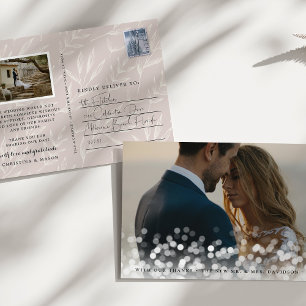 Bokeh Flare Wedding Photo Thank You Postcard