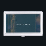 Bokeh Glam Blue & Gold Business Card Holder<br><div class="desc">Bokeh Glam Blue & Gold Business Card Holder. Customise with any text or leave it blank.</div>