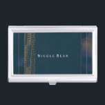 Bokeh Glam Blue & Gold Business Card Holder<br><div class="desc">Bokeh Glam Blue & Gold Business Card Holder. Customise with any text or leave it blank.</div>