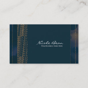 Bokeh Glam Blue & Gold Chic Business Cards