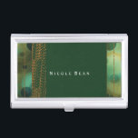 Bokeh Glam Green & Gold Business Card Holder<br><div class="desc">Bokeh Glam Green & Gold Business Card Holder. Customise with any text or leave it blank.</div>