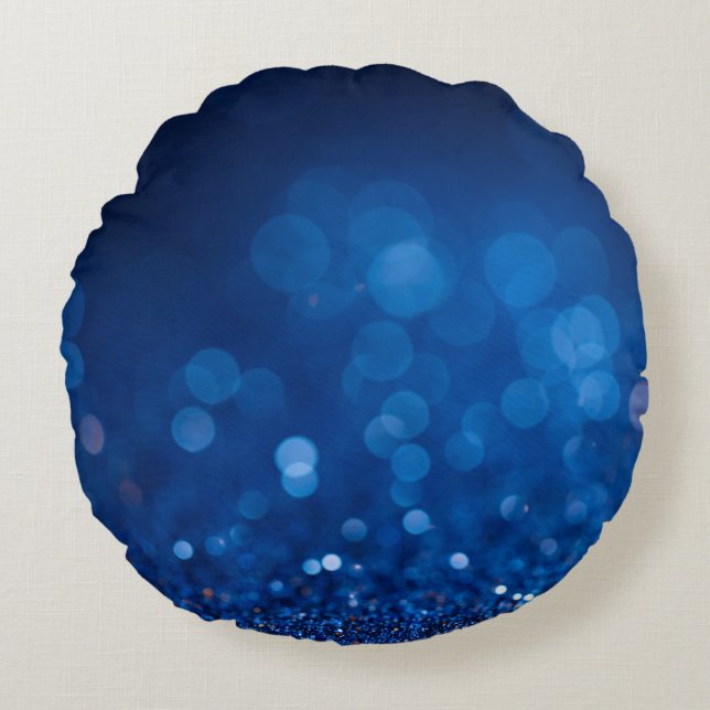 Bokeh Glitters: Sparkling Circles Background. Round Cushion (Front)