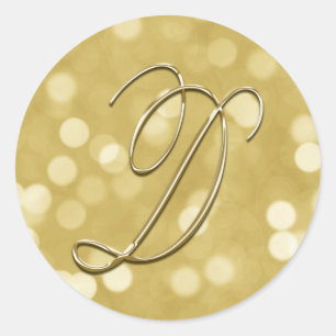 Bokeh Gold Monogram D Envelope Seal