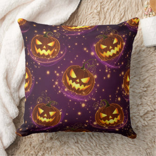 Bokeh Halloween Glowing Jack-O’ Lantern (2) Cushion