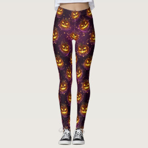 Bokeh Halloween Glowing Jack-O’ Lantern (2) Leggings