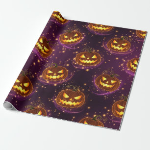 Bokeh Halloween Glowing Jack-O’ Lantern (2) Wrapping Paper