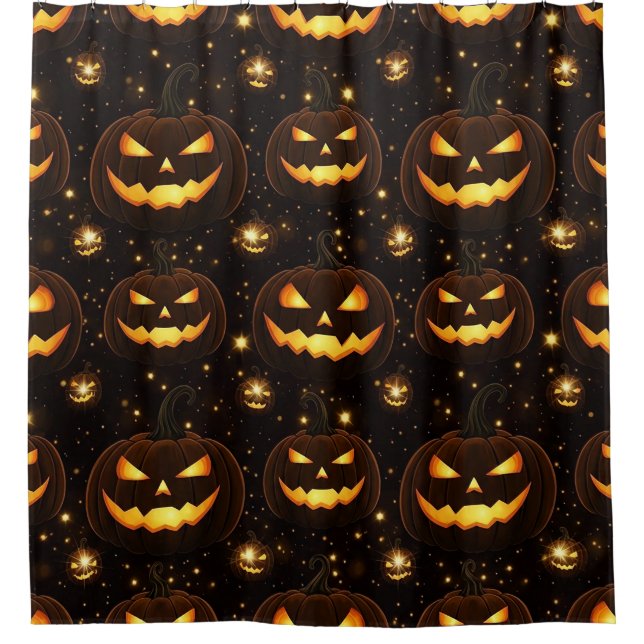 Bokeh Halloween | Glowing Jack-O’ Lantern (3) Shower Curtain (Front)