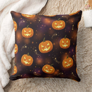 Bokeh Halloween Glowing Jack-O’ Lantern (4) Cushion