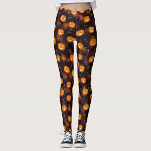 Bokeh Halloween Glowing Jack-O’ Lantern (4) Leggings