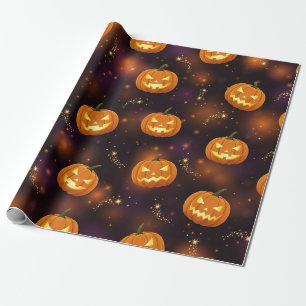 Bokeh Halloween Glowing Jack-O’ Lantern (4) Wrapping Paper