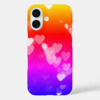 Bokeh Hearts On Neon Gradient Rainbow