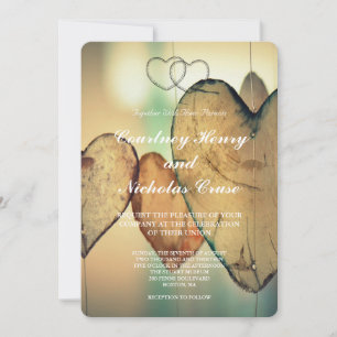Bokeh Hearts Wedding Invitations