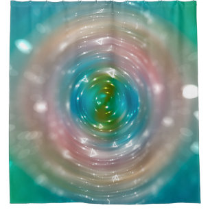 Bokeh light, shimmering blur spot lights on multic shower curtain