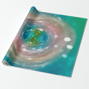 Bokeh light, shimmering blur spot lights on multic wrapping paper
