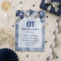Bokeh Lights 81st Glitter Balloons Birthday Party