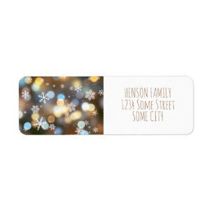 Bokeh Lights Festive Christmas Holiday Return Address Label