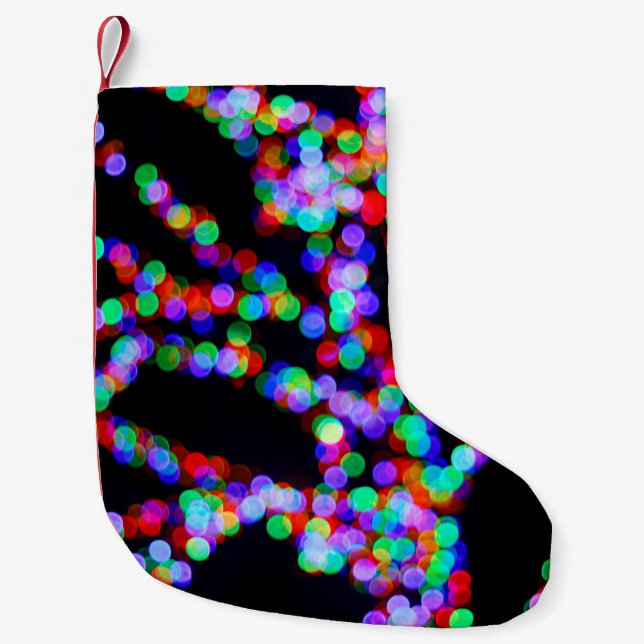 Bokeh lights small christmas stocking (Front)