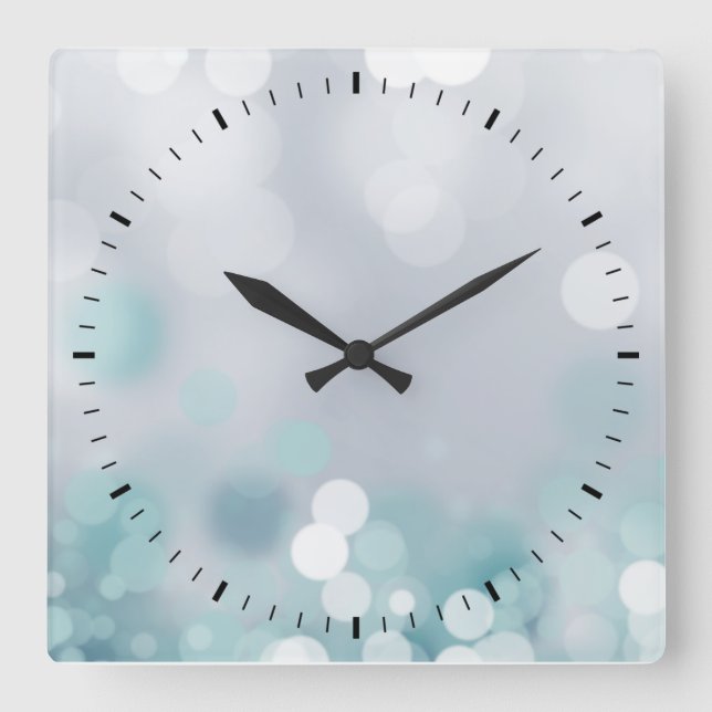 Bokeh Lights Square Wall Clock (Front)