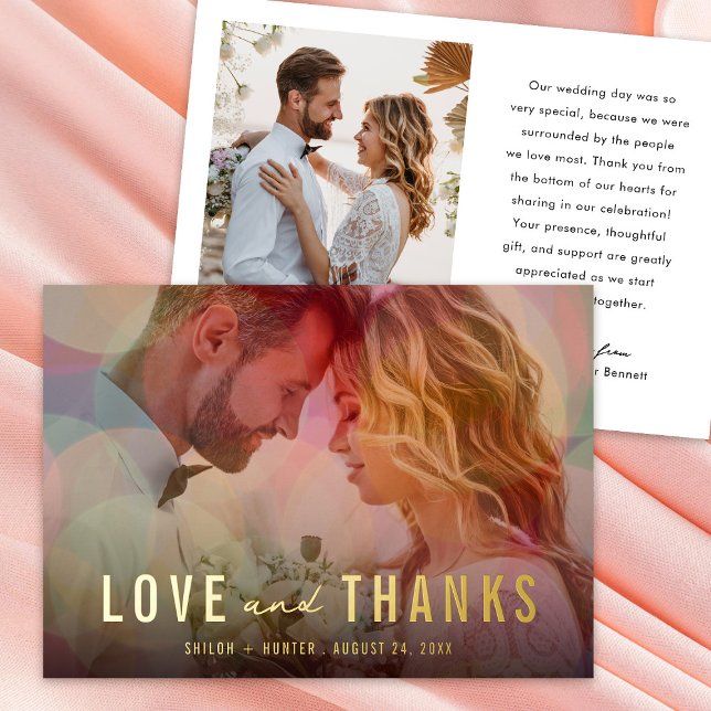 Bokeh Overlay Wedding Foil Thank You Card (Creator Uploaded)