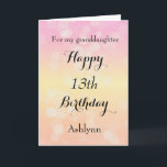Bokeh Personalised Birthday Granddaughter Card<br><div class="desc">A pretty birthday granddaughter card, which you can easily personalise with her age and name. This granddaughter birthday card has a bokeh design with the background in a light pink, light yellow and light orange. You can easily edit the birthday message inside the card. The back of this granddaughter birthday...</div>