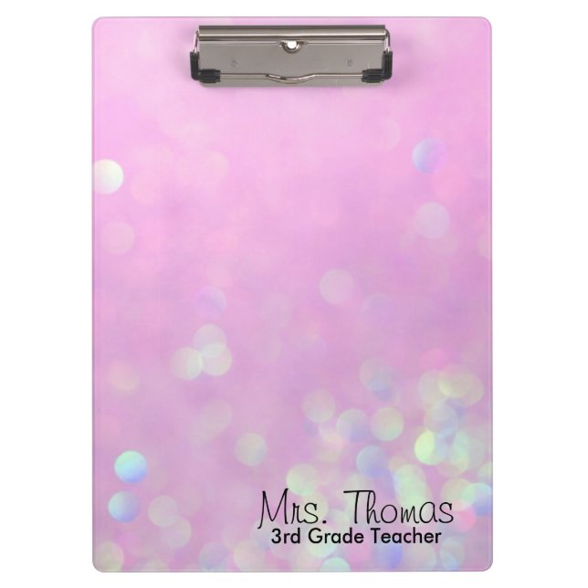 Bokeh Personalised Clipboard (Pink) (Front)