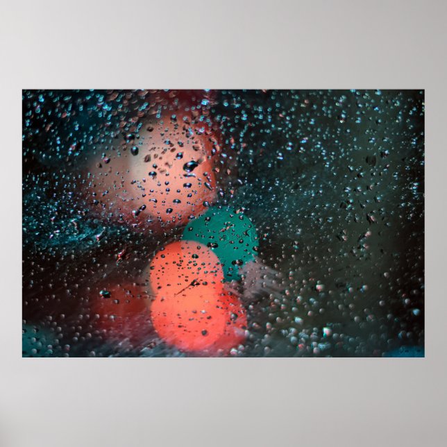 Bokeh photography of water droplets on clear glass poster (Front)