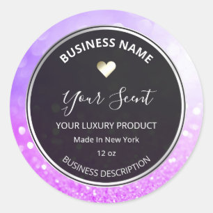 Bokeh Purple Blue Silver Glitter Soy Candle Labels