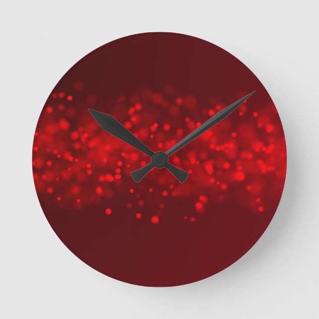 Bokeh Red   Round Clock (Front)