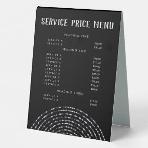 Bokeh Snowflake Elegant Service Price Menu