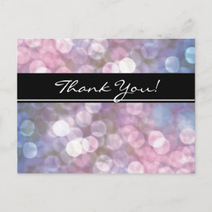 Bokeh sparkle lights trendy event thank you postcard