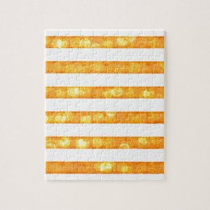 Bokeh Stripes Orange And White Jigsaw Puzzle