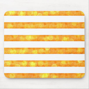 Bokeh Stripes Orange And White Mouse Pad