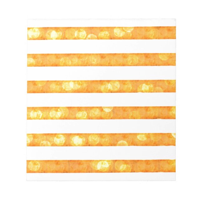 Bokeh Stripes Orange And White Notepad (Front)