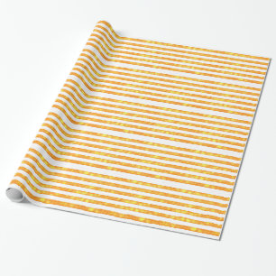 Bokeh Stripes Orange And White Wrapping Paper