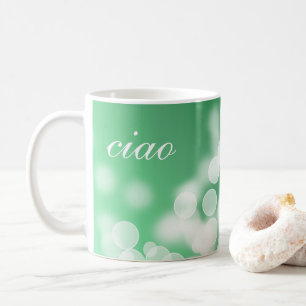 bokeh style green texture coffee mug