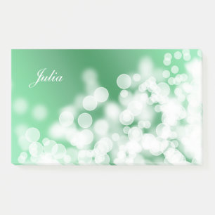 Bokeh style green texture.text post-it notes