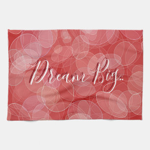 Bokeh style red gradient texture. text. tea towel