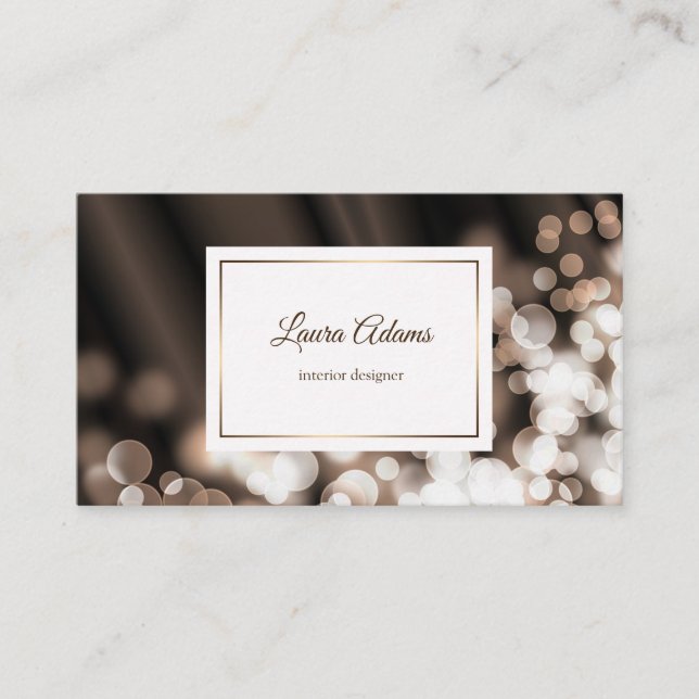 Bokeh style silk texture. Text. Business Card (Front)