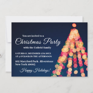 Bokeh Tree Lights, Christmas Party Invite