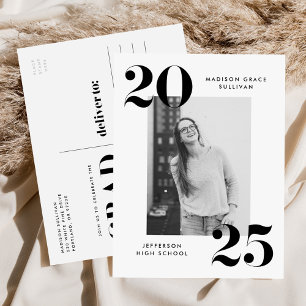 Bold 2022 Black Lettering Photo Graduation Party Invitation Postcard