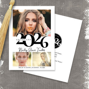 Bold 2023 Graduate 3-Photo Collage Graduation Anno Announcement
