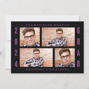 BOLD 2024 GRAD PHOTO COLLAGE GRADUATION INVITATION