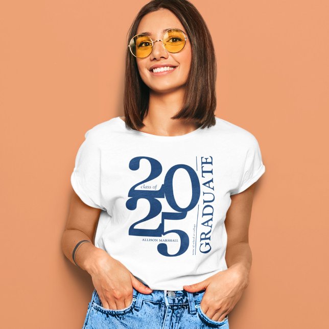 Bold 2025 Graduate Trendy Navy Graduation T-Shirt (Creator Uploaded)