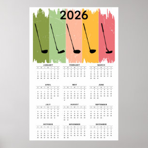 Bold 2026 Golf Calendar  Poster
