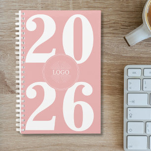 Bold 2026 Logo White Peach Pink Planner