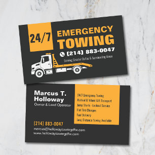 Bold 24/7 Towing & Recovery Service Heavy Duty Business Card