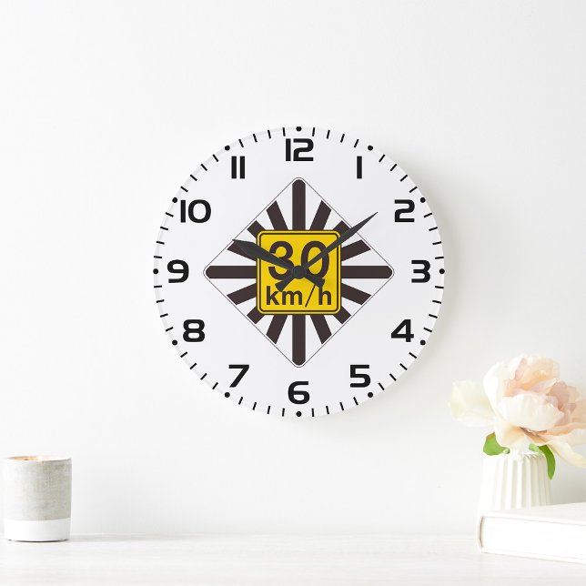 Bold 30 kmh Speed Limit Sunburst Traffic Sign Large Clock (Creator Uploaded)