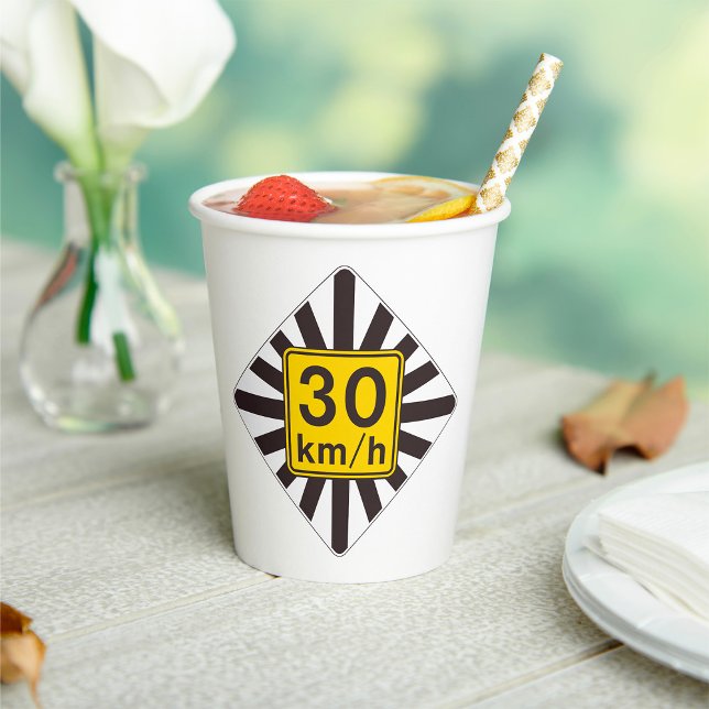 Bold 30 kmh Speed Limit Sunburst Traffic Sign Paper Cups (Creator Uploaded)
