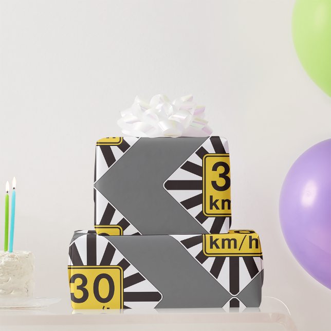 Bold 30 kmh Speed Limit Sunburst Traffic Sign Wrapping Paper (Creator Uploaded)
