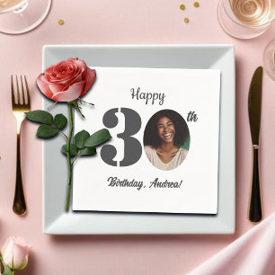 Bold 30th Birthday Party Photo Napkin